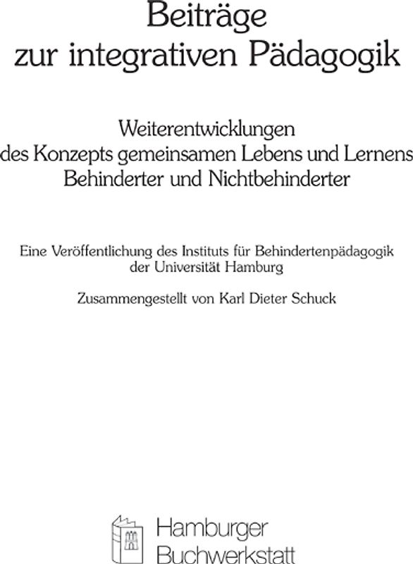 Beiträge zur Integrativen Pädagogik