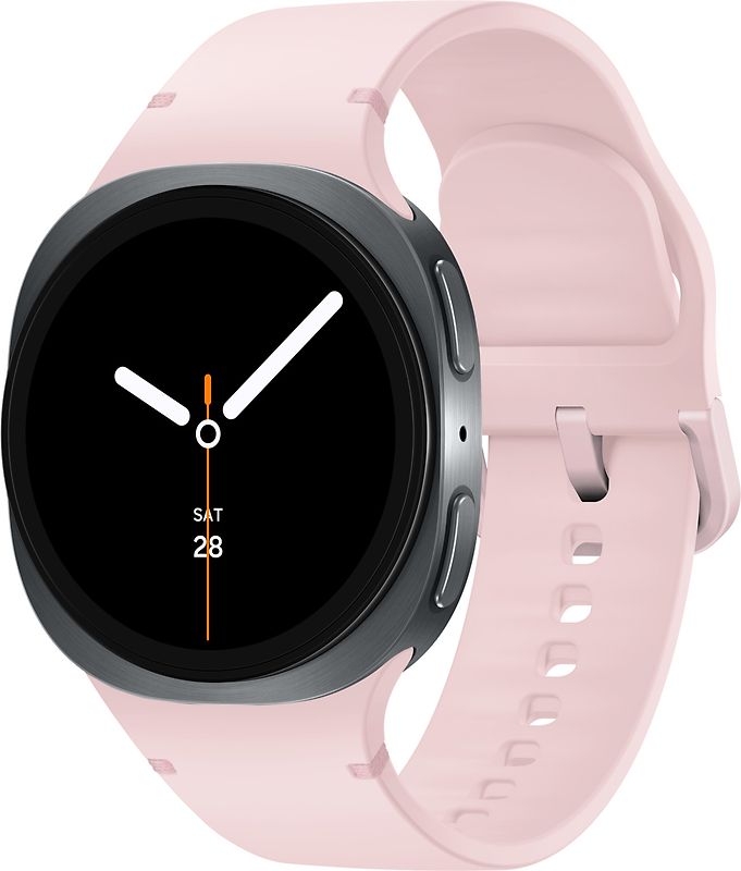 Samsung Galaxy Watch8 44 mm Boîtier aluminium graphite sur Sport en silicone S/M rose [Wi-Fi + 4G]