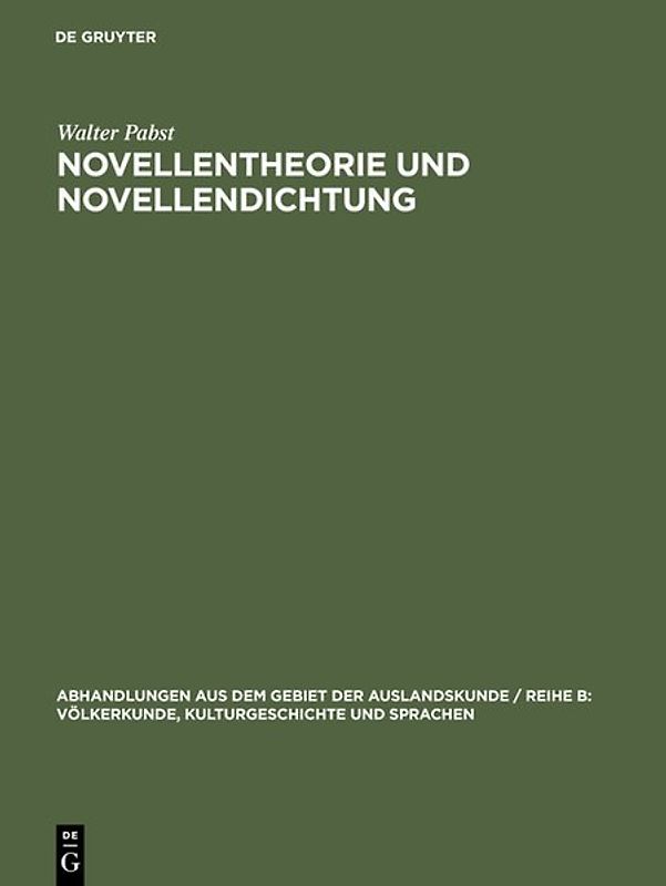 Novellentheorie und Novellendichtung