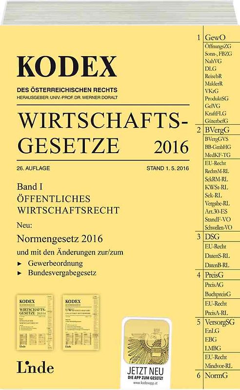 KODEX Wirtschaftsgesetze Band I 2016