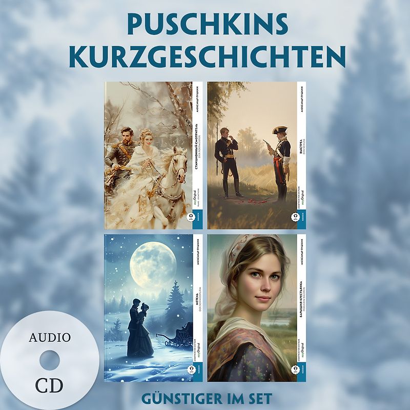 4 Puschkins Kurzgeschichten (4 Bücher + Audio-CDs) - Frank-Lesemethode - Kommentierte zweisprachige Ausgabe Russisch-Deutsch