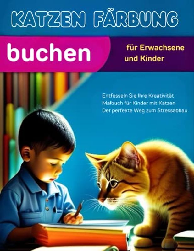 Katzen Malbuch: Malbuch mit realistischen Katzenzeichnungen