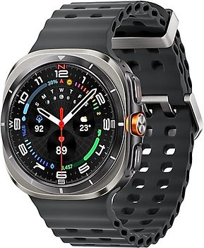 Samsung Galaxy Watch Ultra (2025) 47 mm Boîtier en titane couleur argent titane avec bracelet Sport Extrême gris foncé [Wi-Fi + Cellulaire]