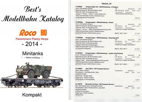 Best`s Modellauto Katalog Roco Herpa Peetzy Fleischmann H0 Minitanks 2014 kompakt