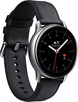 Samsung Galaxy Watch Active2 40 mm Boîtier acier inoxydable argent Bracelet cuir noir [Wi-Fi + 4G]
