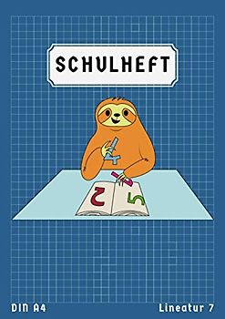 Lineatur 7 A4: Faultier Heft Mathematik Heft klasse 2 und klasse 1 | Schulheft Kariert Ohne Rand | 50 Blatt | Blau