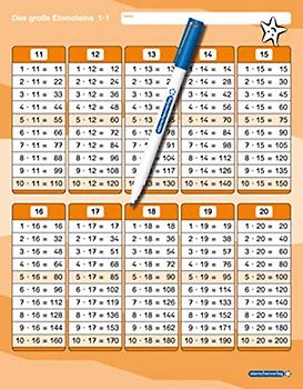 Das große Einmaleins mit Stift: stabile Tafel im großen Format, trocken abwischbar ohne zu schmieren und ohne Farbrückstände