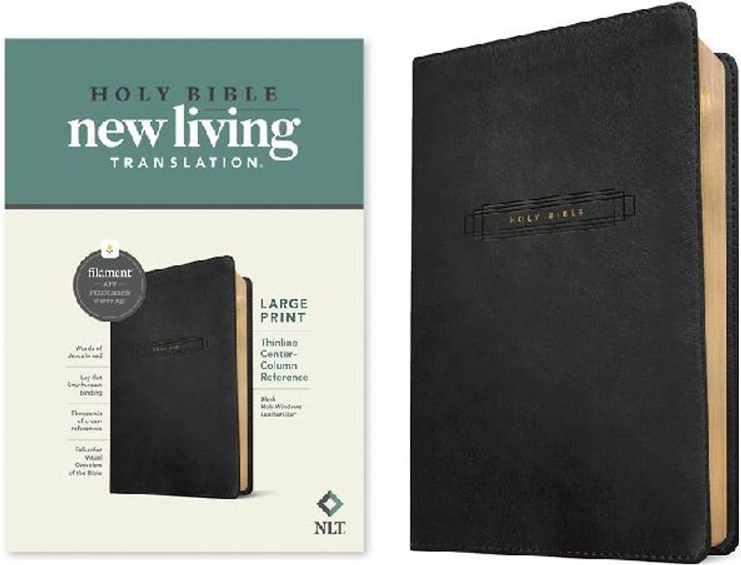 NLT Large Print Thinline Center-Column Reference Bible, Filament Enabled (Leatherlike, Black Holy Windows, Red Letter)