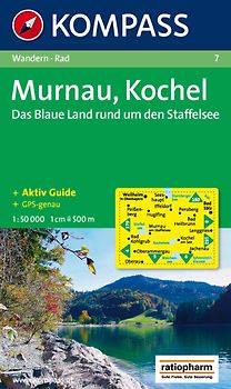 Murnau - Kochel - Das blaue Land rund um den Staffelsee. Wanderkarte mit Tourenführer und Radwegen. GPS-genau. 1:50000