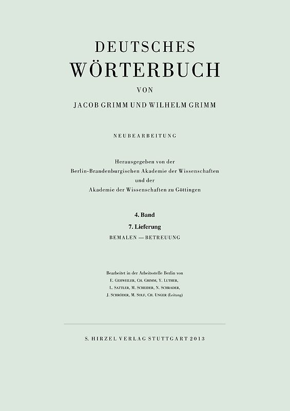 Grimm, Dt. Wörterbuch Neubearbeitung