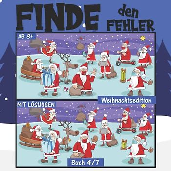Finde den Fehler für Kinder: Fehlersuchbuch für Kinder ab 3 Jahren | Finde den Unterschied Buch 4/7 - Weihnachtsedition