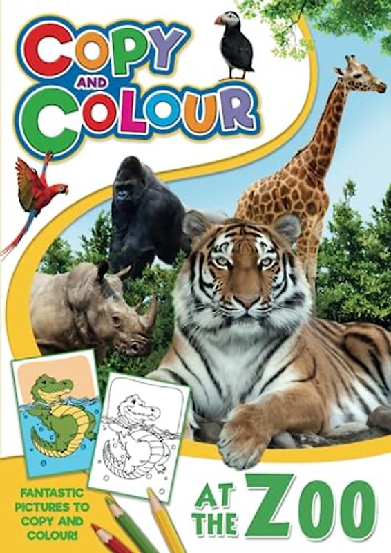 At the Zoo, Copy and Colour Book: For girls and boys, aged 3 and up.: A4, 11 fun illustrations to look at and copy.