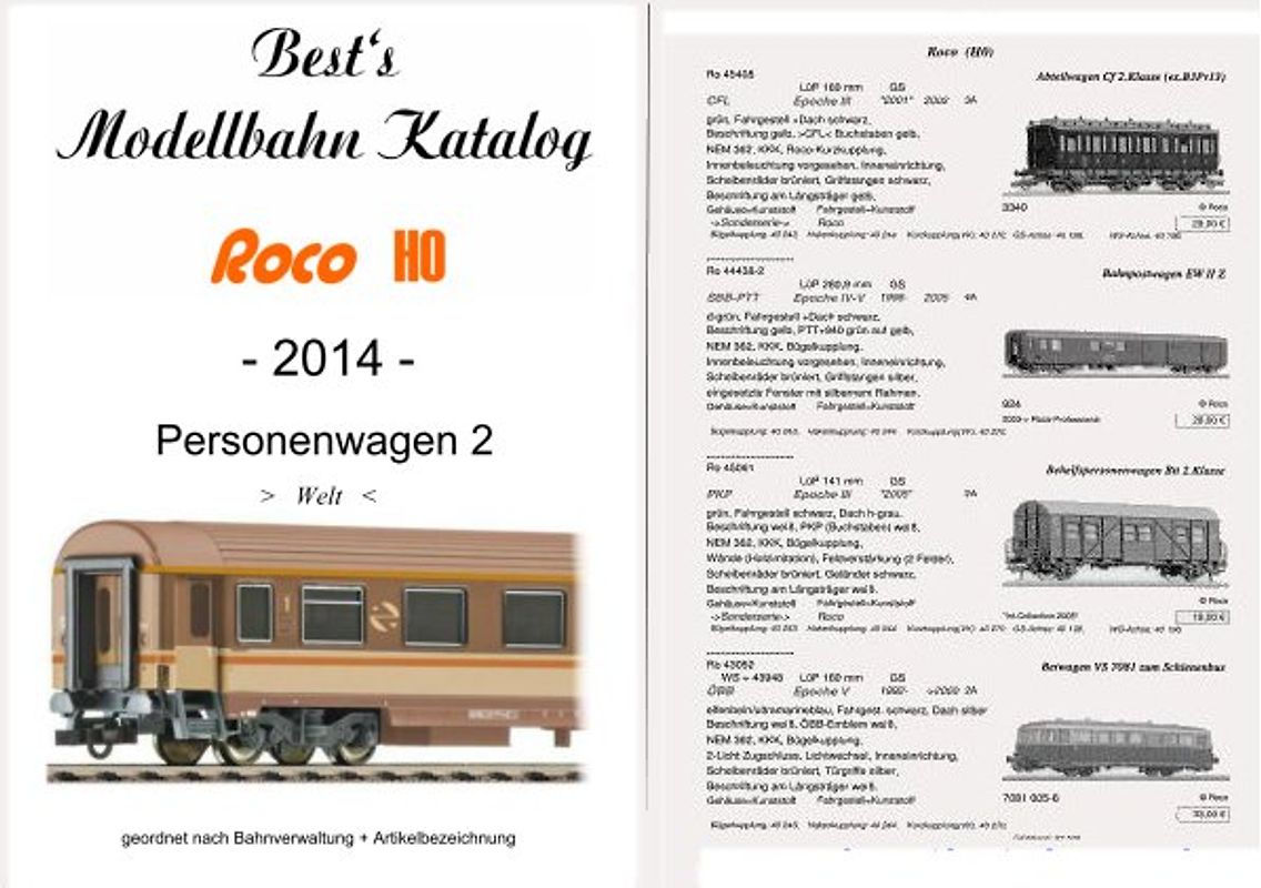 Best`s Modellbahn Katalog Roco H0 Personenwagen 2 (Welt)  2014