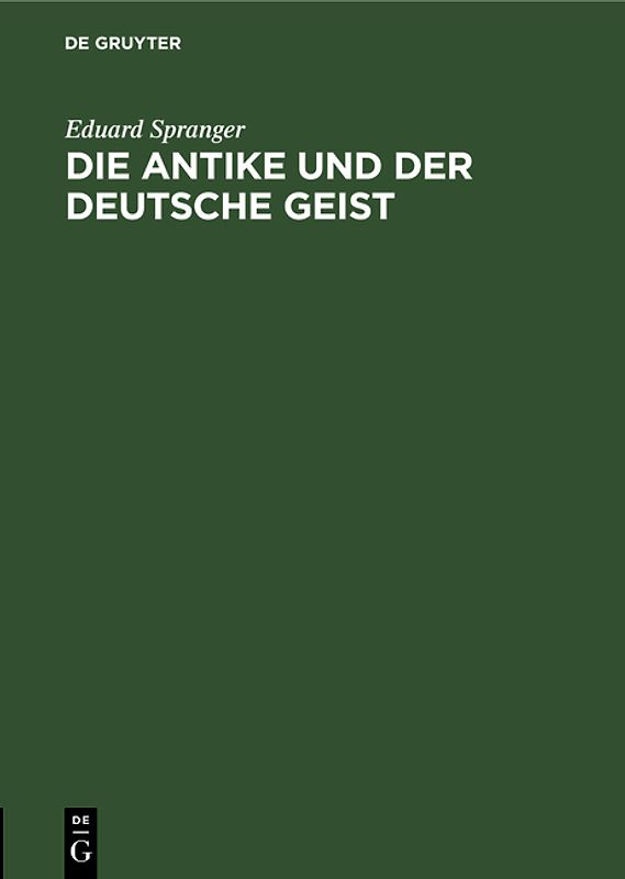 Die Antike und der deutsche Geist