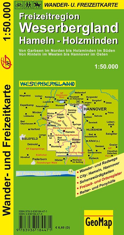 Weserbergland Wander- und Freizeitkarte. 1:50.000