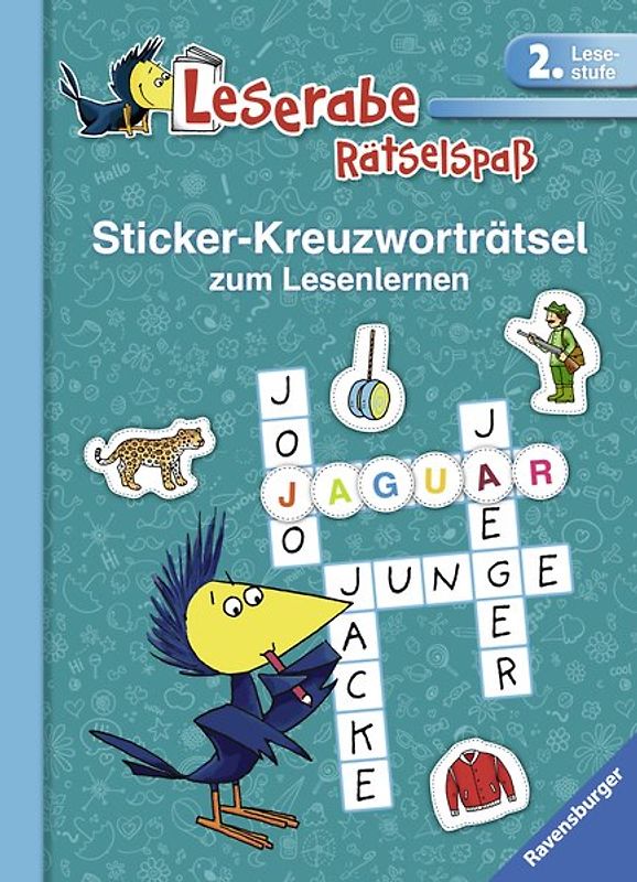 Leserabe: Sticker-Kreuzworträtsel zum Lesenlernen (2. Lesestufe), türkis