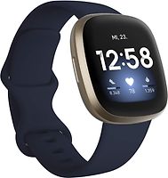 Fitbit Versa 3 40 mm or pâle et bracelet en silicone bleu nuit [Wi-Fi]