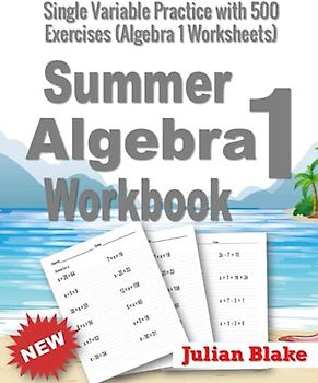Summer Math Algebra 1 Workbook: Single Variable Practice with 500 Exercises (Algebra 1 Worksheets)