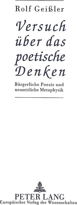 Versuch über das poetische Denken