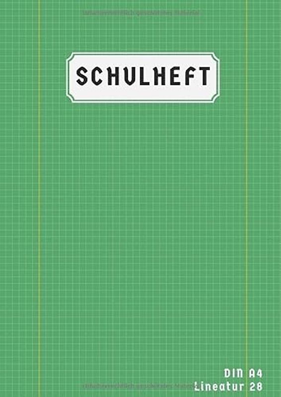 Lineatur 28: 50 Blatt | Heft Din A4 Kariert Doppelrand | Schulheft Lineatur 28 A4 | Matheheft 28 Kariert Mit Rand | Rechenheft 28 | Grün