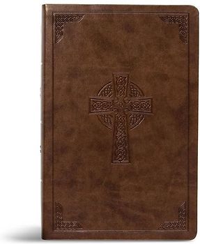 CSB Large Print Personal Size Reference Bible, Brown Celtic Cross Leathertouch