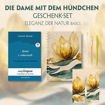 Die Dame mit dem Hündchen Geschenkset (Buch mit Audio-Online) + Eleganz der Natur Schreibset Basics