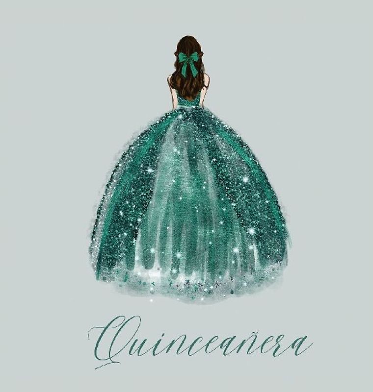 Quinceanera Guest Book with green dress (hardback)