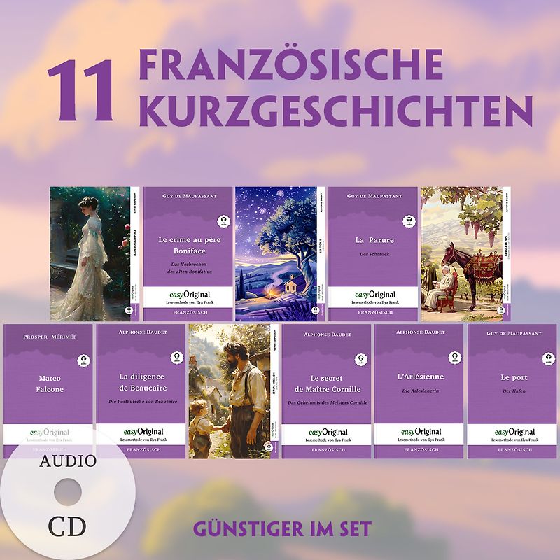 11 Französische Kurzgeschichten (11 Bücher + Audio-CDs) - Frank-Lesemethode - Kommentierte zweisprachige Ausgabe Französisch-Deutsch