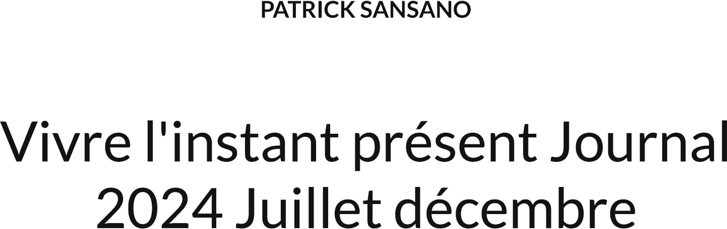 Vivre l'instant présent Journal 2024 Juillet décembre