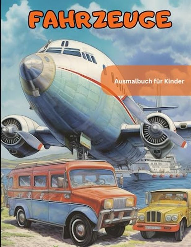 Fahrzeuge Ausmalbuch: Fahrzeuge, Kinder ab 3 Jahren, Ausmalbuch, Autos, Lastwagen, Motorräder, Flugzeuge, Züge, Boote, Bagger, Polizei, Feuerwehr, ... Fähigkeiten, Lernspaß, einfach, unterhaltsam