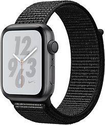 Apple Watch Nike+ Series 4 44 mm Bo&icirc;tier en aluminium gris sid&eacute;ral avec Boucle Sport Nike Noir [Wifi]