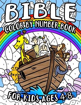 Bible Color By Number Book For Kids Ages 4-8: Easy To Color Pictures With Scriptures to Learn More About Jesus, Great Gift Idea for Boys and Girls