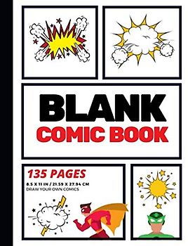 Blank Comic Book: Create Your Own Comic Strip, Blank Comic Panels, 135 Pages, Red (Large, 8.5 x 11 in.) (Action Comics)