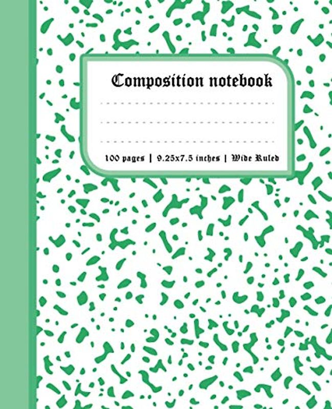 Composition Notebook: Marble Composition Book Wide Ruled 100 Sheet Green Color White Background | 7.5 * 9.25 inches (Marble Composition Book Wide Ruled 100 Sheet Blue Color White Background, Band 5)