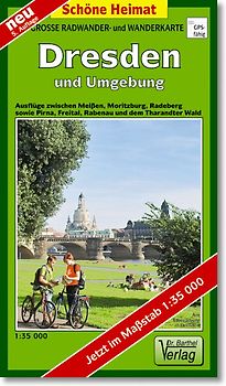 Große Radwander- und Wanderkarte Dresden und Umgebung