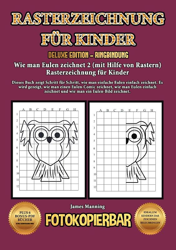 Wie man Eulen zeichnet 2 (mit Hilfe von Rastern) Rasterzeichnung für Kinder