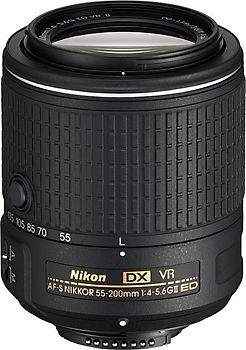Nikon AF-S DX NIKKOR 55-200 mm F4.0-5.6 ED G VR II 52 mm Filtergewinde (Nikon F Anschluss) schwarz