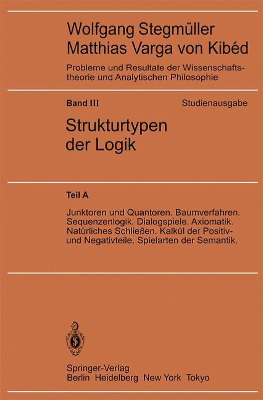 Junktoren und Quantoren. Baumverfahren. Sequenzenlogik. Dialogspiele. Axiomatik. Natürliches Schließen. Kalkül der Positiv- und Negativteile. Spielarten der Semantik
