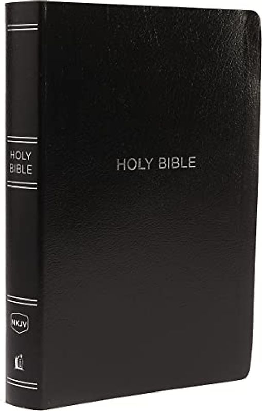 NKJV, Reference Bible, Center-Column Giant Print, Leather-Look, Black, Indexed, Red Letter Edition, Comfort Print