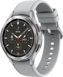 Samsung Galaxy Watch4 Classic 46 mm roestvrij stalen kast zilver op siliconen bandje zilver [wifi + 4G]