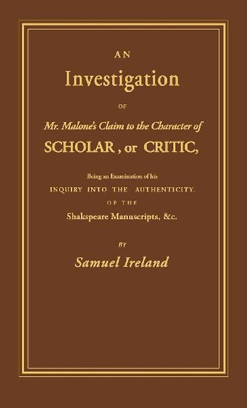 Investigation into Mr. Malone's Claim to Charter of Scholar