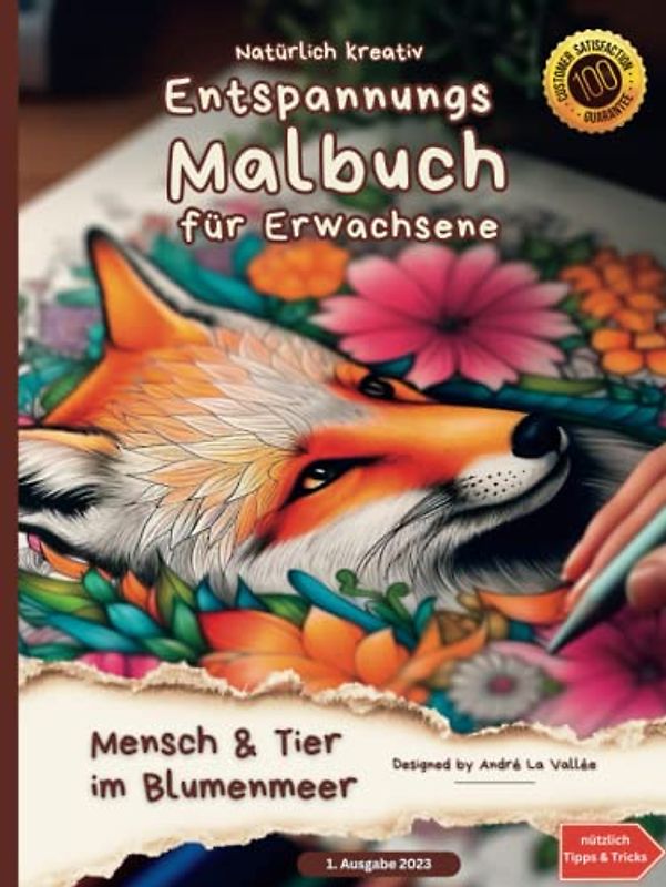 Mensch & Tier im Blumenmeer - Entspannungs - Malbuch für Erwachsene: Das große Ausmalbuch für Erwachsene mit vielen bezaubernden Motiven (Menschen, Tiere, Kinder, Blumen)