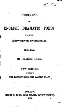 Specimens of English Dramatic Poets who Lived about the Time of Shakespeare
