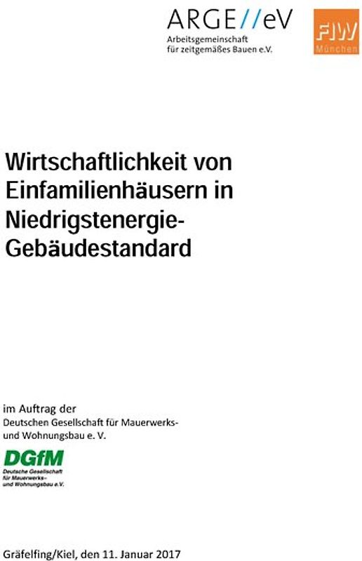 Wirtschaftlichkeit von Einfamilienhäusern in Niedrigstenergie-Gebäudestandard