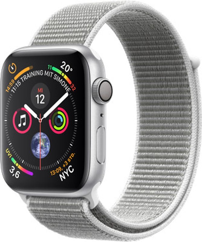 Apple Watch Series 4 44 mm boîtier en aluminium argent avec Boucle Sport coquillage [Wifi]
