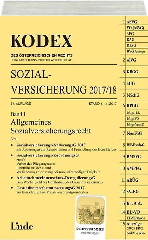 KODEX Sozialversicherung 2017/18, Band I