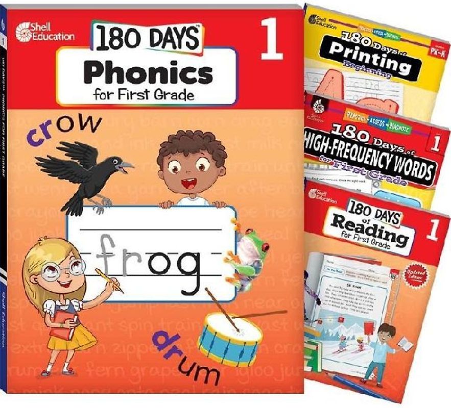 180 Days(tm) Phonics, High-Frequency Words, Reading 2nd Edition, and Printing: Grade 1: 4-Book Set