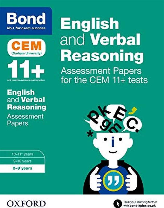 Bond 11+ English and Verbal Reasoning Assessment Papers for the CEM 11+ tests: 8-9 years