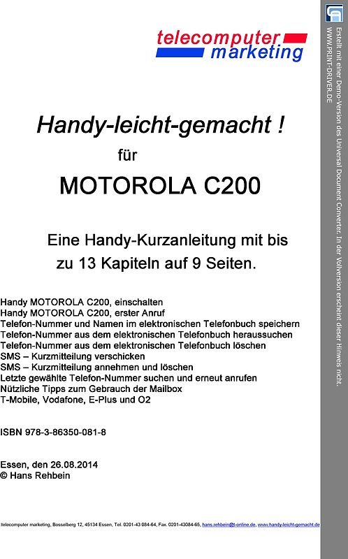 Motorola C200-leicht-gemacht. Handy-leicht-gemacht für Motorola C200