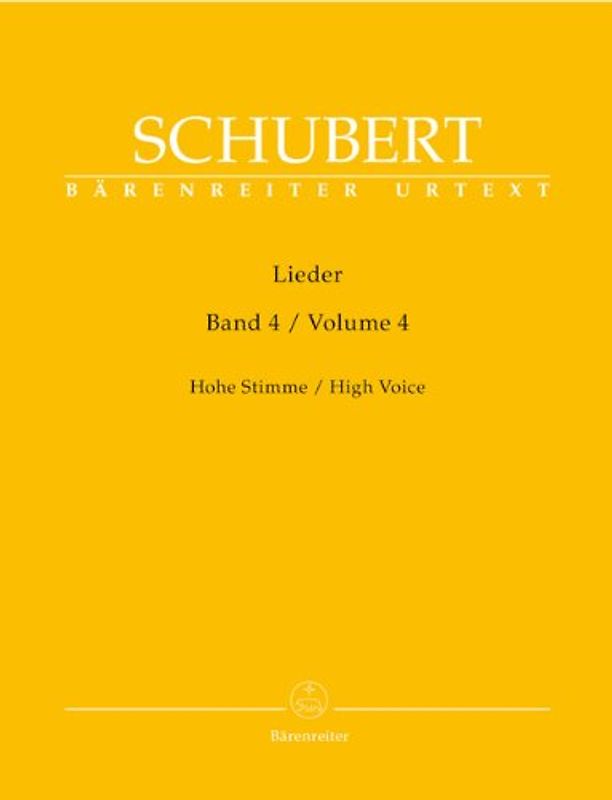 Lieder, Band 4 (Hohe Stimme). Singpartitur, Sammelband, Urtextausgabe. BÄRENREITER URTEXT